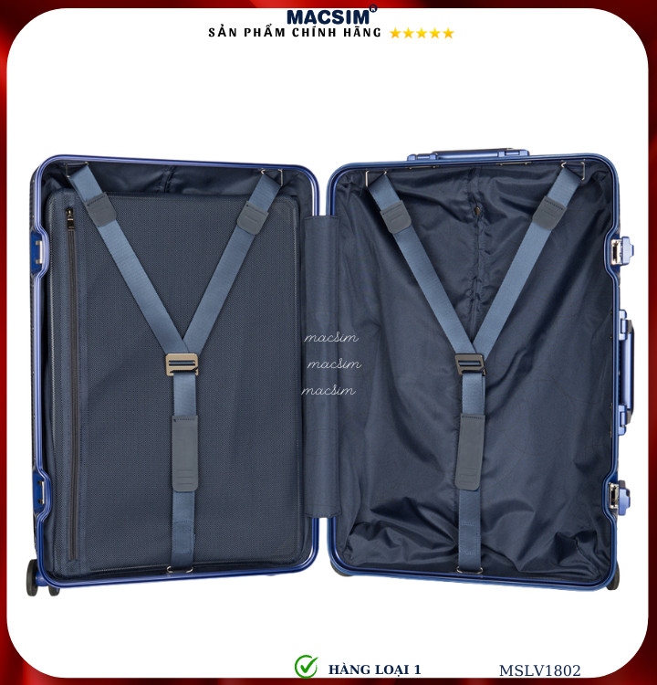 Vali hợp kim nhôm cao cấp Macsim MSLV1802 cỡ 20 inches màu gun hàng loại 1