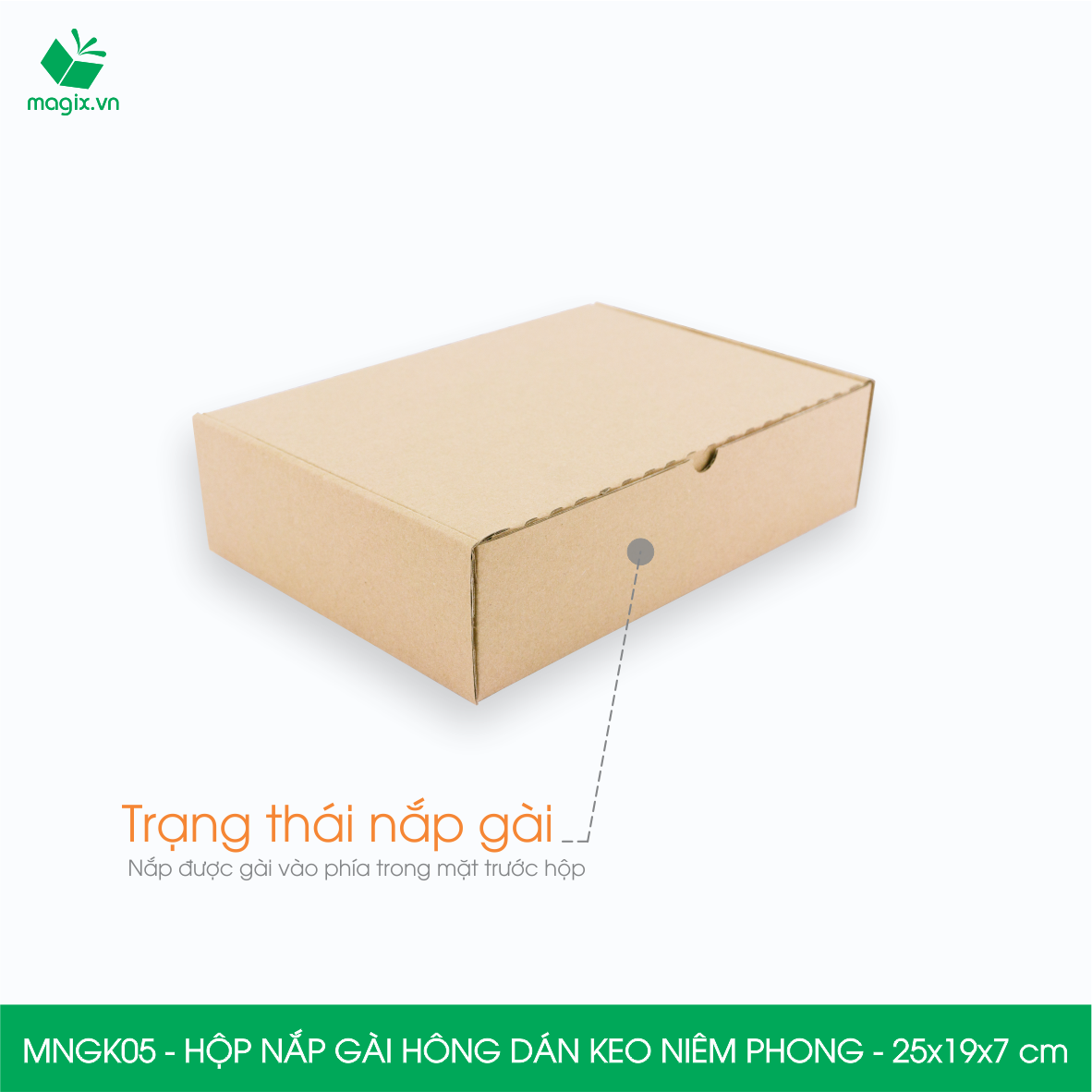 MNGK05 - 25x19x7cm - COMBO 20 HỘP CARTON NẮP GÀI HÔNG CÓ KEO NIÊM PHONG - THÙNG HỘP CARTON ĐÓNG HÀNG