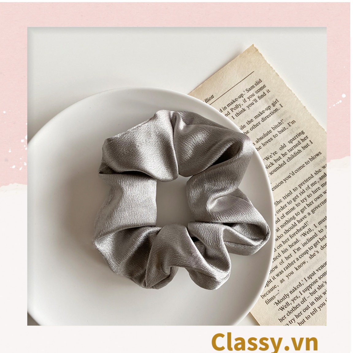 DÂY CỘT TÓC VẢI SCRUNCHIES SATIN MỜ HOT TREND, chất liệu satin mờ PK213