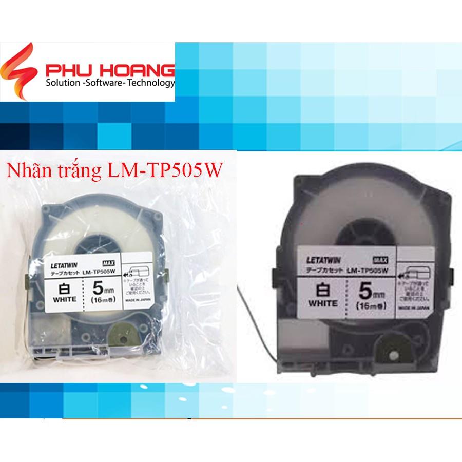 Băng in nhãn Max LM-TP505W, rộng 5mm, dài 8m/cái, màu trắng, sử dụng cho máy in đầu cốt Max (LM-550A/PC, LM-550E)