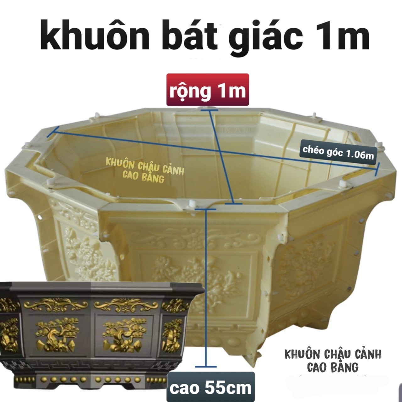 Khuôn đúc chậu cảnh bát giác 1m cao 55