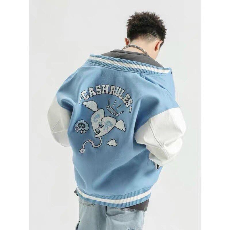 Áo Khoác Bomber Cashrule Nỉ Lót Dù Hình Thêu Form Rộng unisex (nam nữ mặc được)