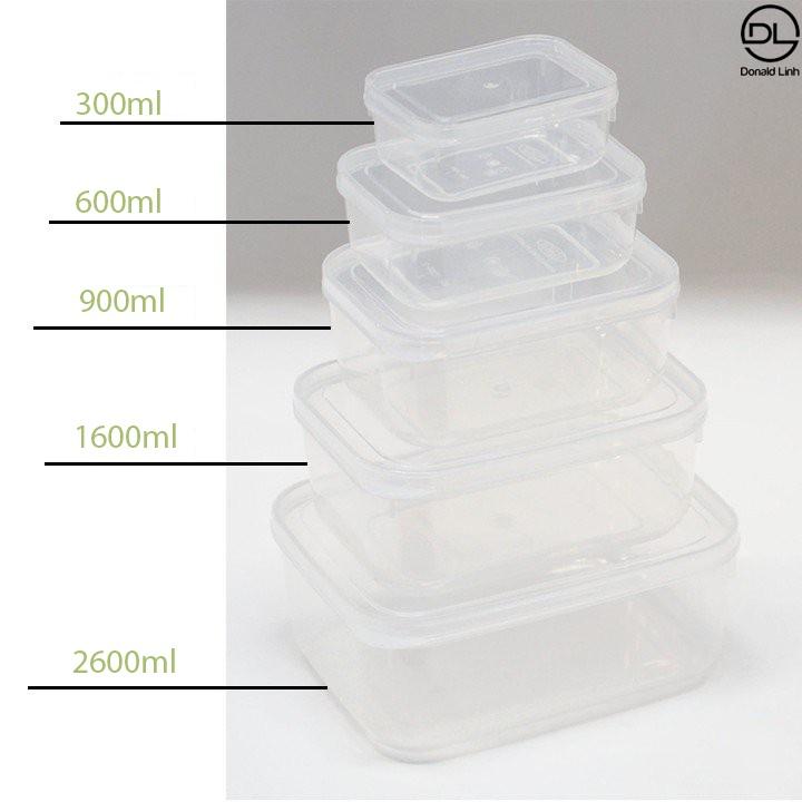 bộ 5 hộp đựng thực phẩm tủ lạnh đa năng nhiều kích thước có nắp đậy nhựa việt nhật cao cấp