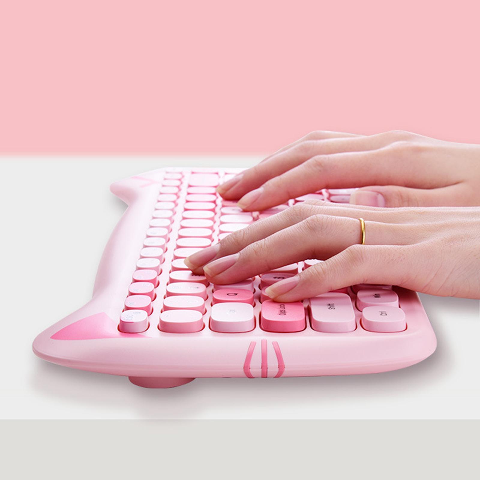 Mini Wireless Keyboard Mouse Set Round Key Multi-Colour Cute Lovely for Girls