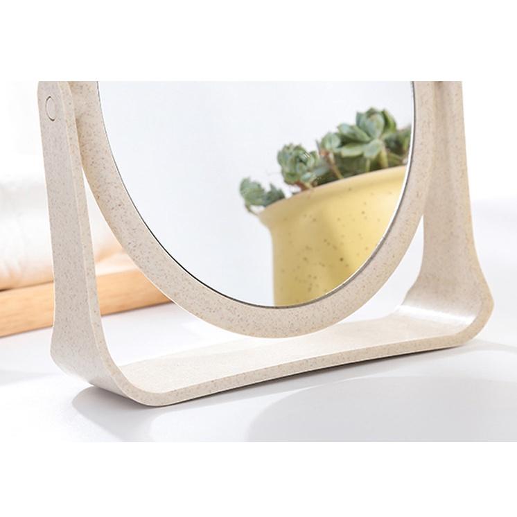 Gương Trang Điểm Lúa Mạch 2 Mặt Hình Oval Size 18x15cm Xoay 360 Độ