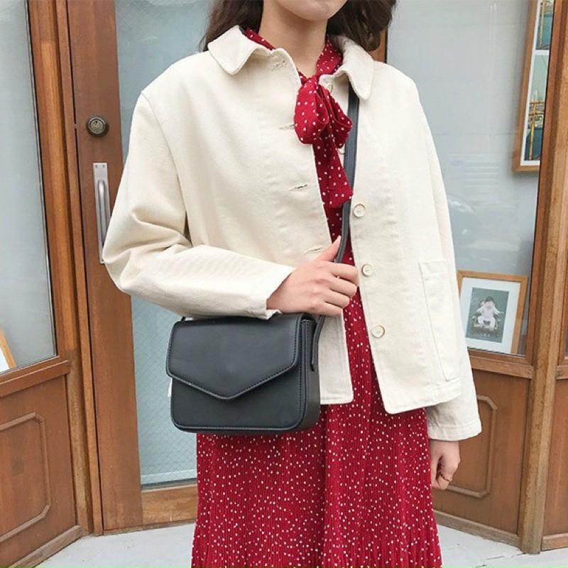 Túi xách nữ dáng bì thư da mềm có khóa kéo