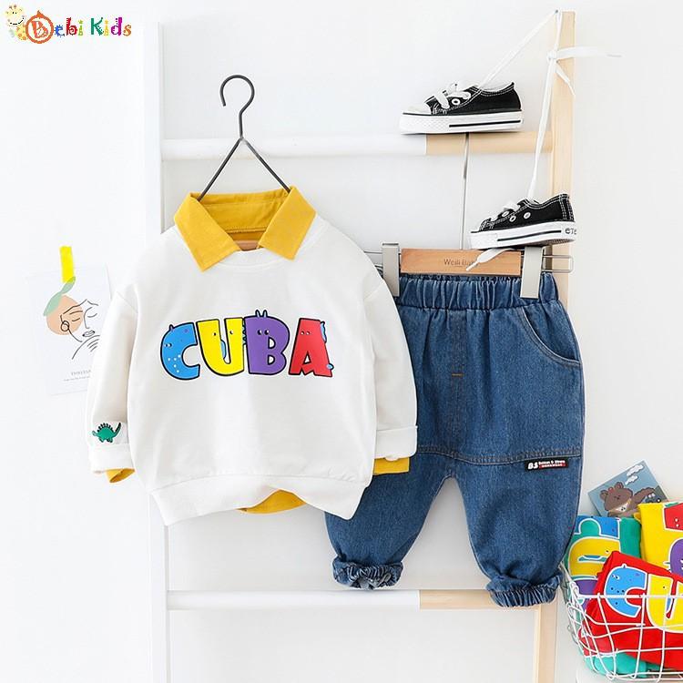 Set áo thun quần jean trẻ em , quần áo trẻ em từ 8 tháng đến 4 tuổi - B276