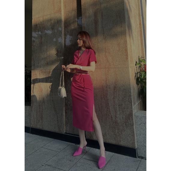 Set áo và chân váy màu hồng trendy HUNGTINGTON