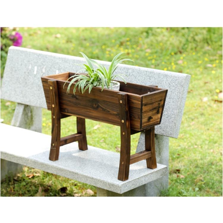 Chậu trồng cây chữ nhật có chân đỡ bằng gỗ thông dày dặn size 60cm trồng lan, trồng hoa cây cảnh ban công sân vườn