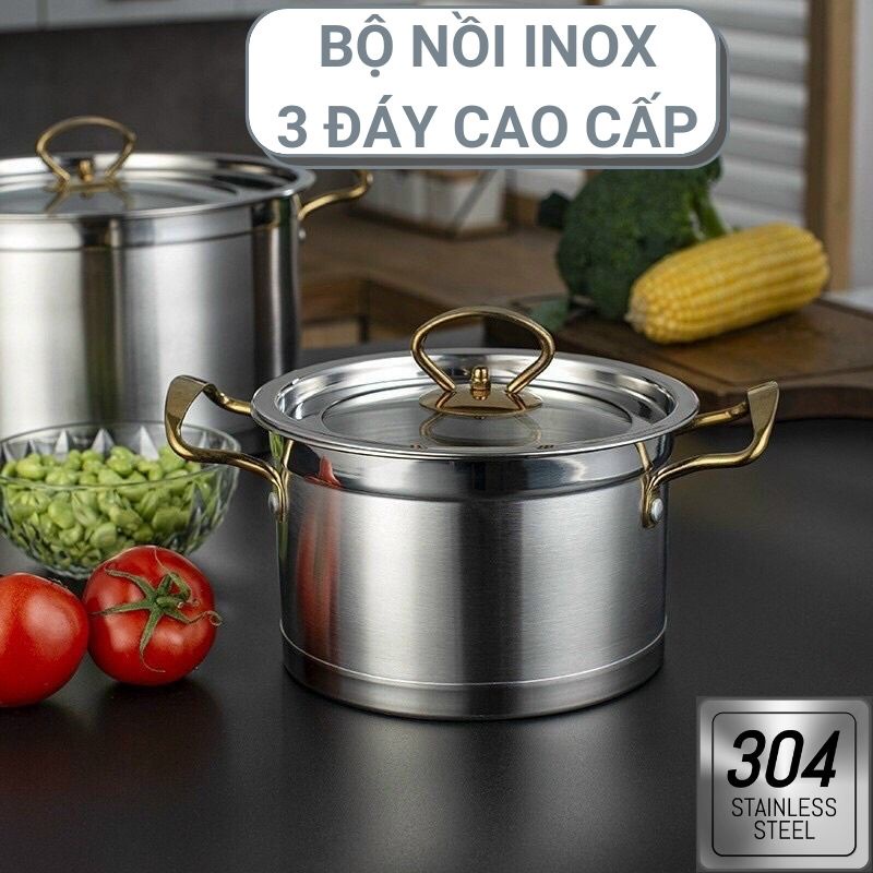 Bộ Nồi Inox 304 Cao Cấp MISU LOUIS Đáy 3 Lớp Nguyên Khối Sử Dụng Được Mọi Loại Bếp