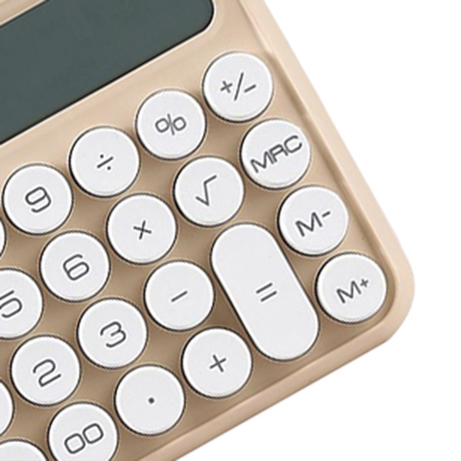 Portable Desktop Calculator Large Display Big Button 12 digits for Home Khaki