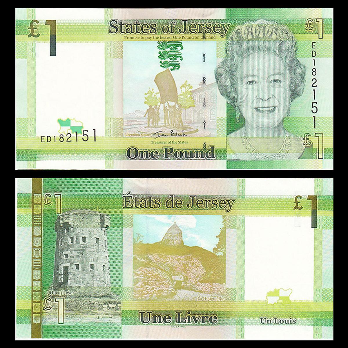 Tiền Jersey 1 Bảng , tiền nữ hoàng Elizabeth II , Mới 100% UNC - tiền châu Âu, sưu tầm