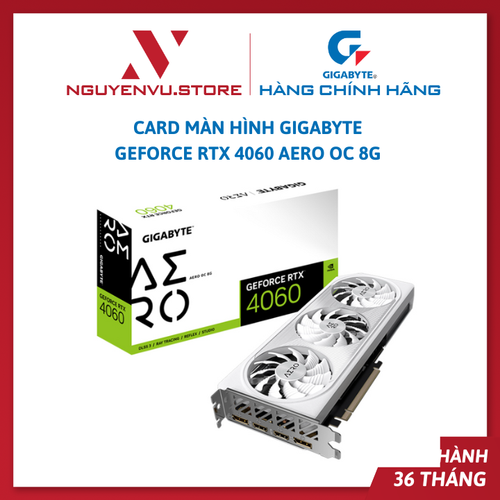 Card màn hình Gigabyte GeForce RTX 4060 AERO OC 8G (GV-N4060AERO OC-8GD) - Hàng Chính Hãng