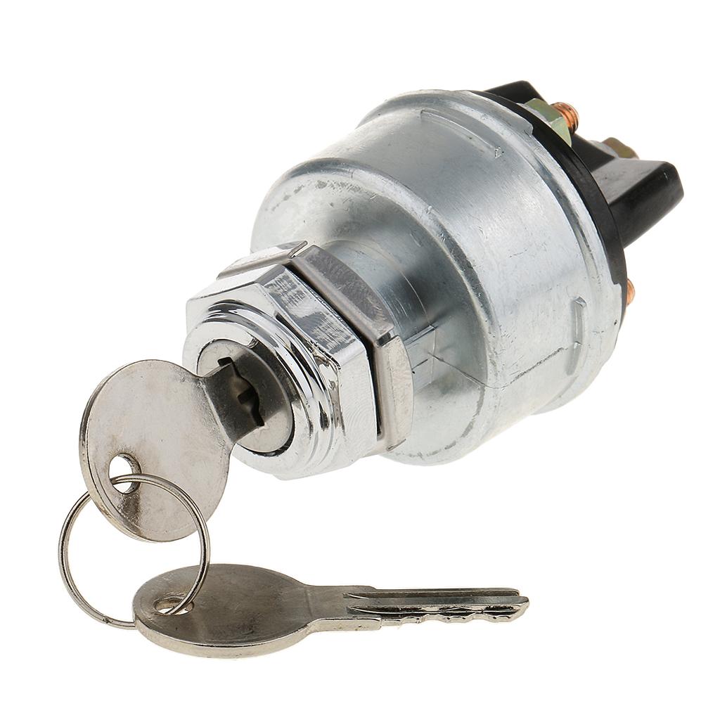 Silver Universal 3 Position Ignition Starter Key Switch with Momentary Start