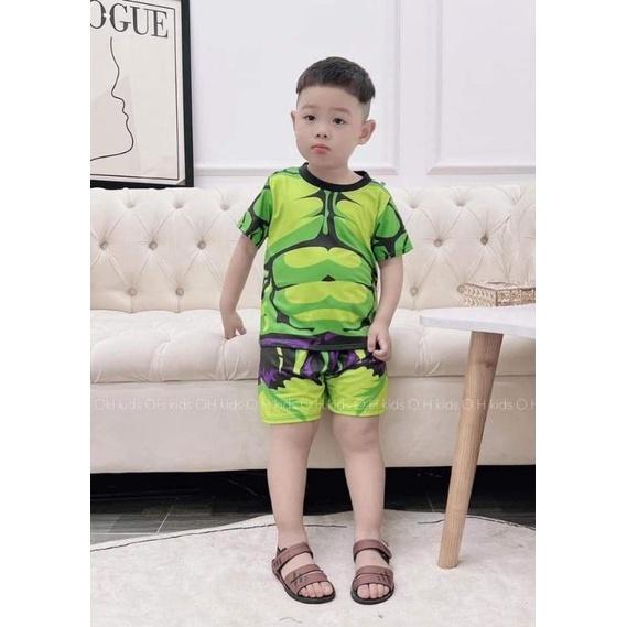 Bộ đồ bé trai họa tiết siêu nhân chất liệu thun lạnh mịn mát in hình 3D được các bé trai yêu thích