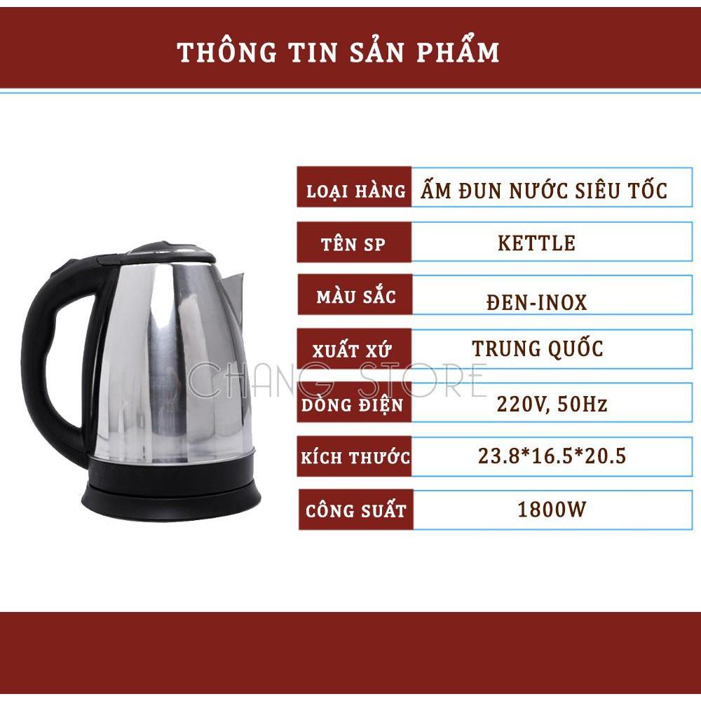 Ấm Đun Nước Siêu Tốc Inox An Toàn, Tiện Lợi, Sôi Nhanh 1,8L