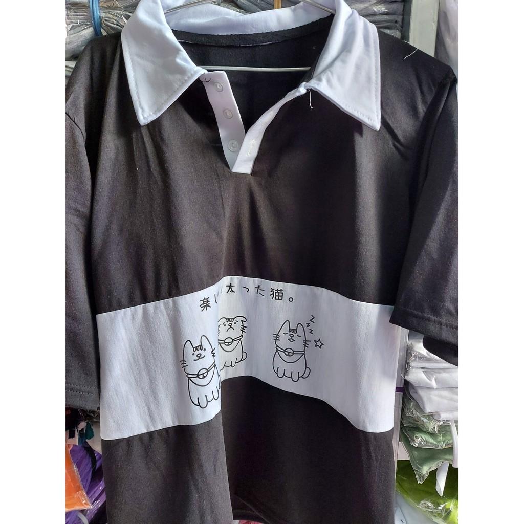 Áo thun có cổ tay lỡ form rộng in hình cá tinh