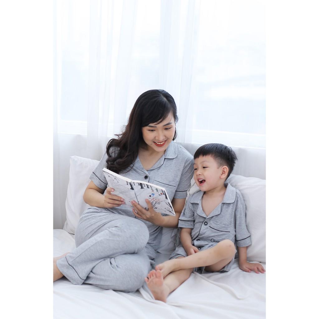 Pyjama baby cộc tay vải bamboo cao cấp Chou's - màu xanh navy