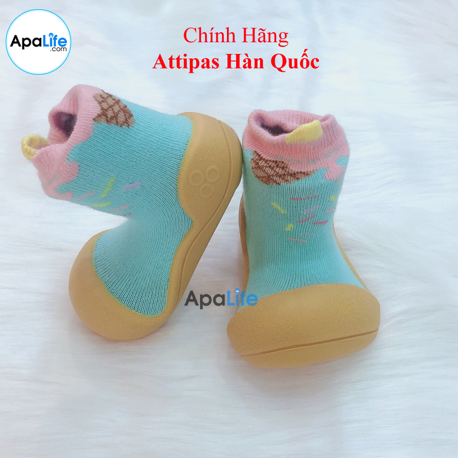 Attipas Ice Cream - Mustard/ AT012 - Giày tập đi cho bé trai /bé gái từ 3 - 24 tháng nhập Hàn Quốc: đế mềm, êm chân & chống trượt