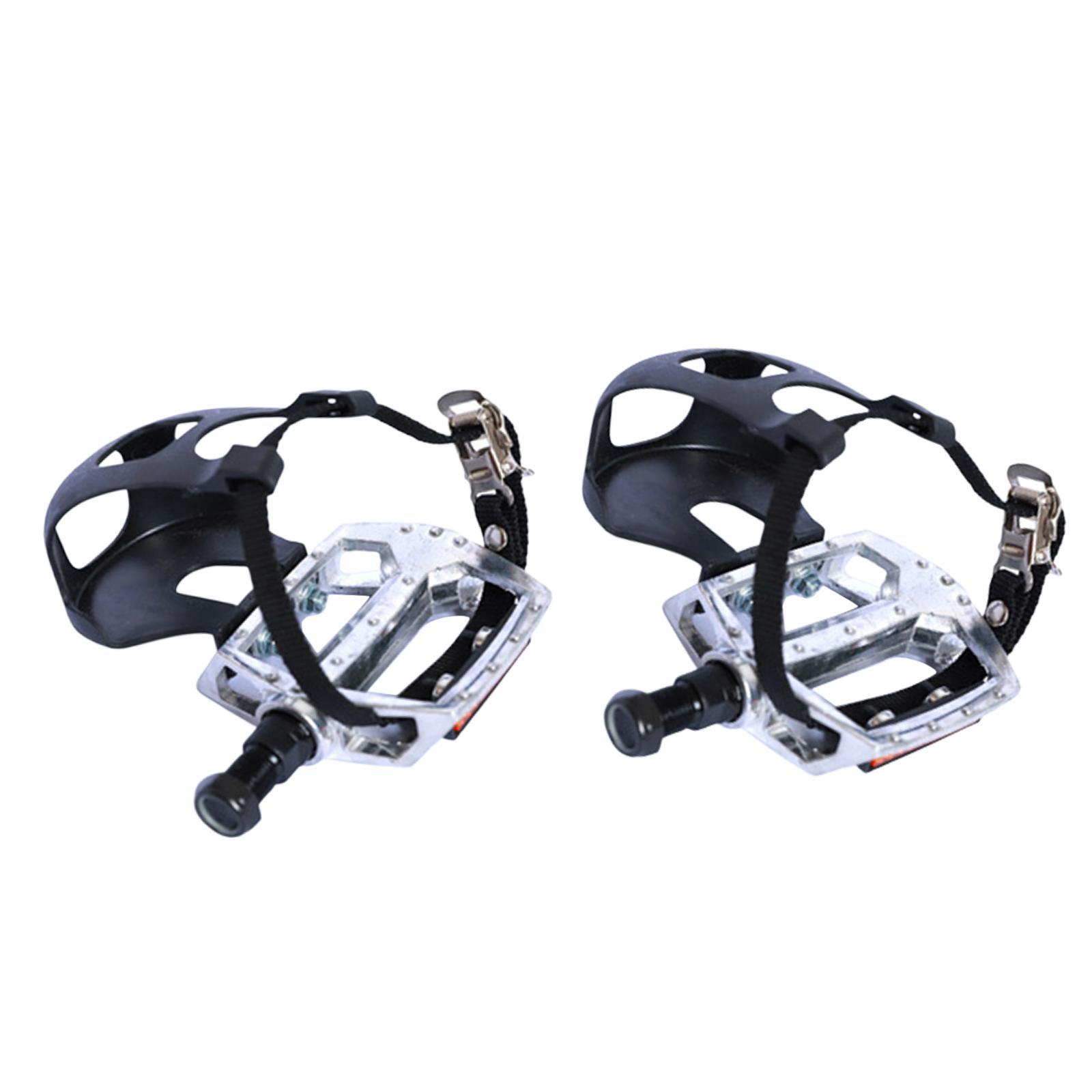 Exercise Bike Pedal with Straps and Toe Clips Platform Pedal 9/16'' or 1/2''