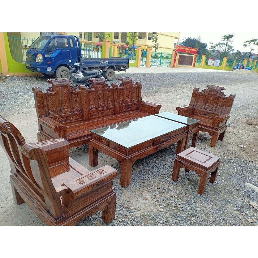 Bộ bàn ghế âu á tay hộp gỗ xoan ta phun vân