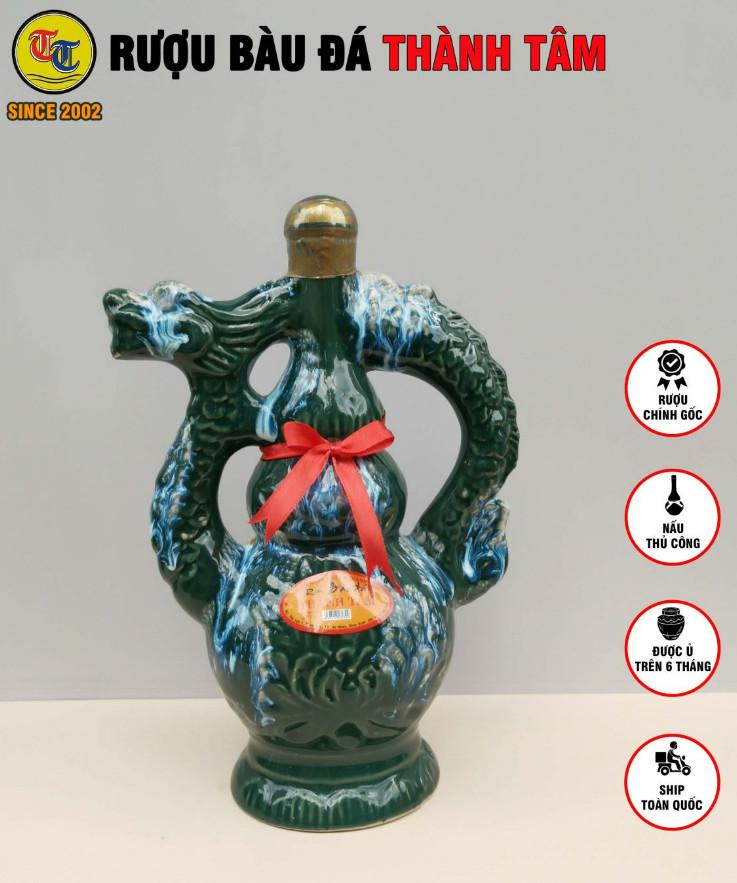 Đặc Sản Bình Định - Rượu Bàu Đá Thành Tâm BA BẦU (Màu xanh rêu) 650ml - OCOP 3 Sao