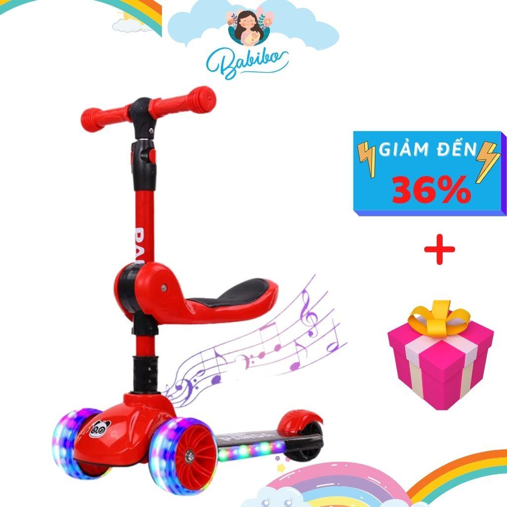 Xe scooter cho bé Babibokids, xe chòi chân cho bé từ 2 đến 6 tuổi có đèn và nhạc khi xử dụng siêu dễ thương