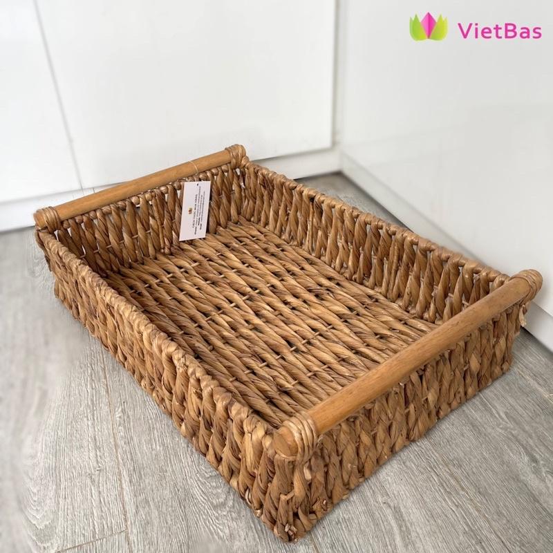 Rổ lục bình tay cầm gỗ
