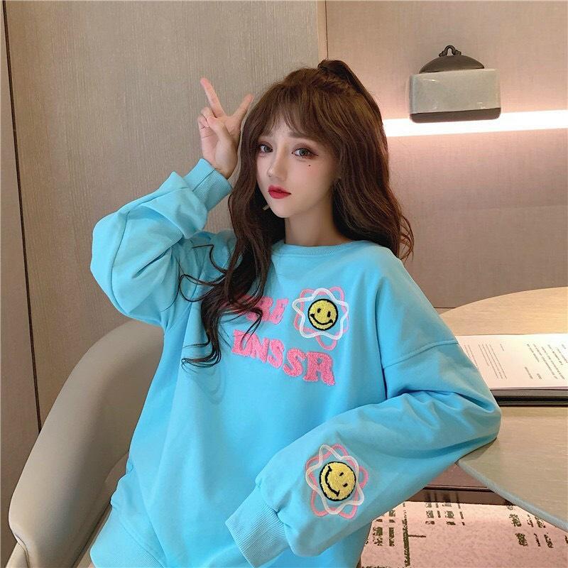 Áo thun dài tay form xuông rộng DNSSR áo thu đông nữ Từ 50-70kg