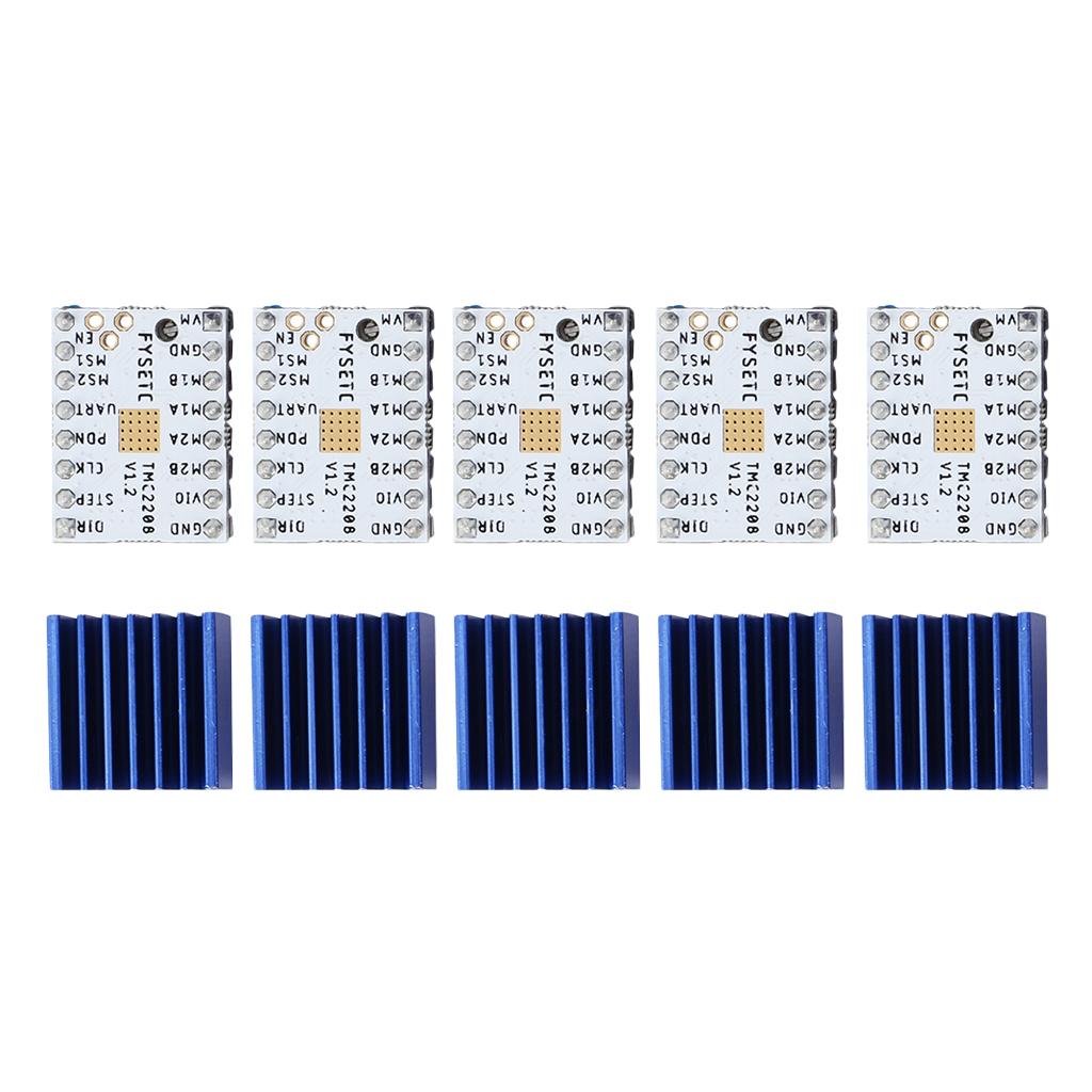 5Pcs TMC2208 v1.0 Stepper Motor Driver Module with Heat Sink for 3D Printer