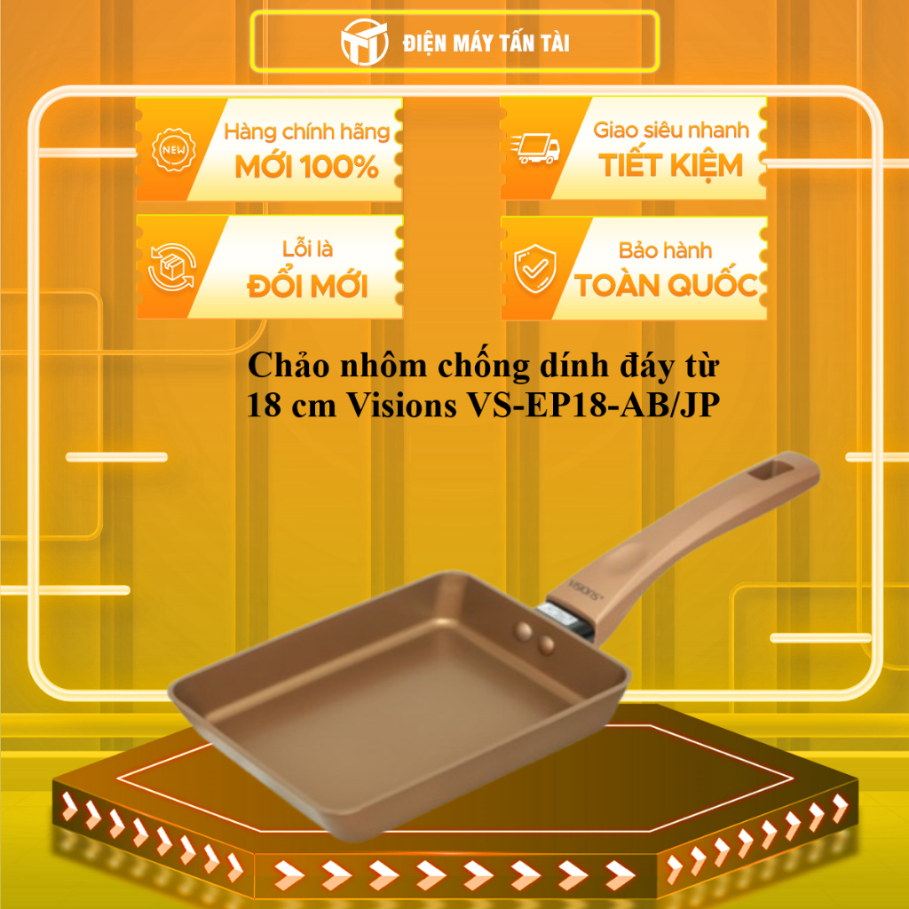 Chảo nhôm chống dính đáy từ 18 cm Visions VS-EP18-AB/JP -Hàng chính hãng (Chỉ giao HCM)