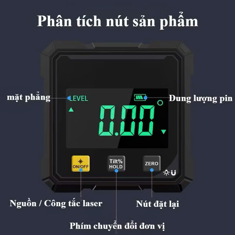 Máy Đo Thăng Bằng Laser Cầm Tay – Màn Hình LED, Đo Độ Nghiêng Chuẩn Xác, d