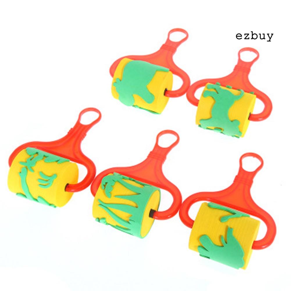 EY-Children Early Education Painting Tool Kids Art Sponge Paint Roller Brush Set