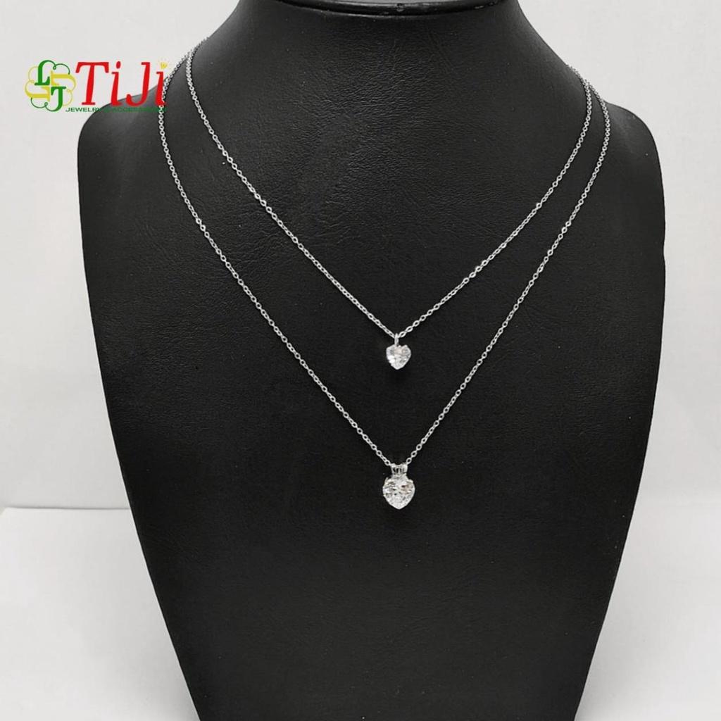 Dây chuyền nữ inox 2 tầng mặt trái tim đẹp không đen không gỉ sét