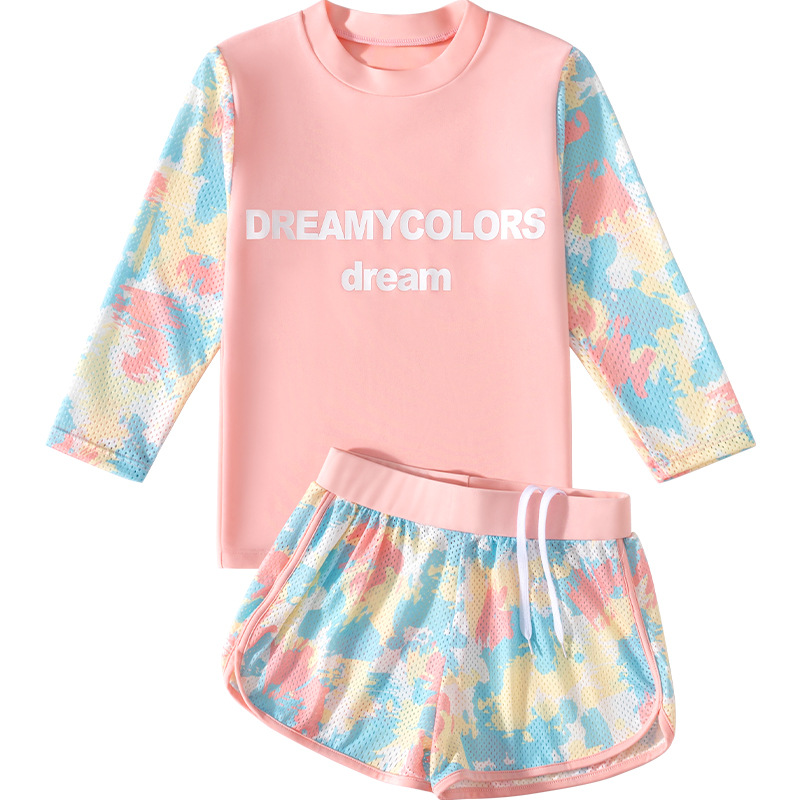 Đồ bơi bé gái size đại 4-10 tuổi rời 3 chi tiết in chữ DREAMY, Bộ bơi cho bé cao cấp vải co giãn cực tốt