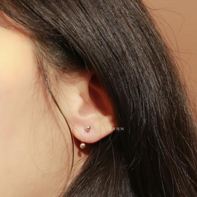 Khuyên Chữ U Hai Đầu Hạt Tròn S925 LANN