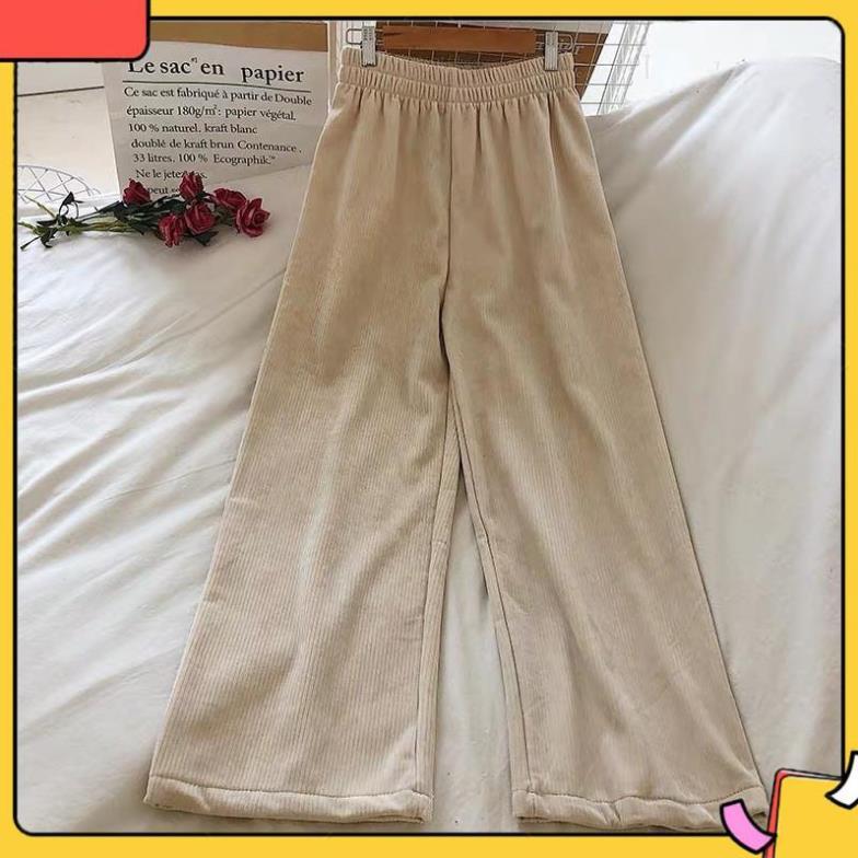 Quần Nhung Ống Rộng Culottes Ulzzang Cạp chun nữ