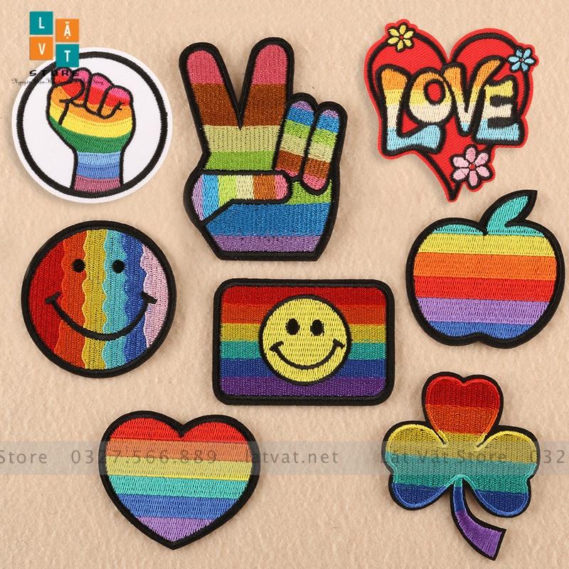 Patch ủi quần áo, Sticker dán Vali phong cách ngũ sắc, xinh đẹp, tiện dụng, ý nghĩa cho công đồng LGBT