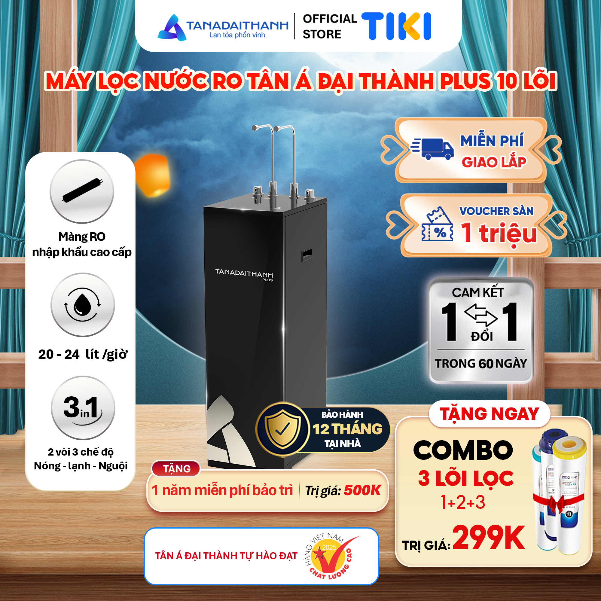 Máy lọc nước RO Tân Á Đại Thành Plus – 10 Lõi, Hàng Chính Hãng, Bảo Hành 12 Tháng