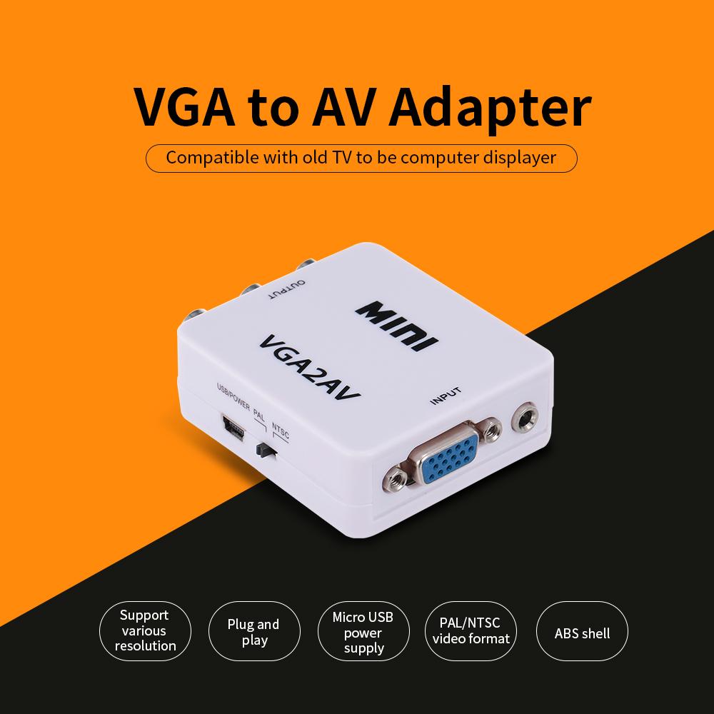 Bộ chuyển đổi VGA sang AV Bộ chuyển đổi nhỏ VGA sang AV Bộ chuyển đổi video ABS Shell cho TV / Máy tính