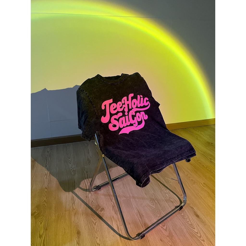 Áo Thun Wash Unisex In Phồng Nổi Màu Hồng Neon TeeHolic - THS