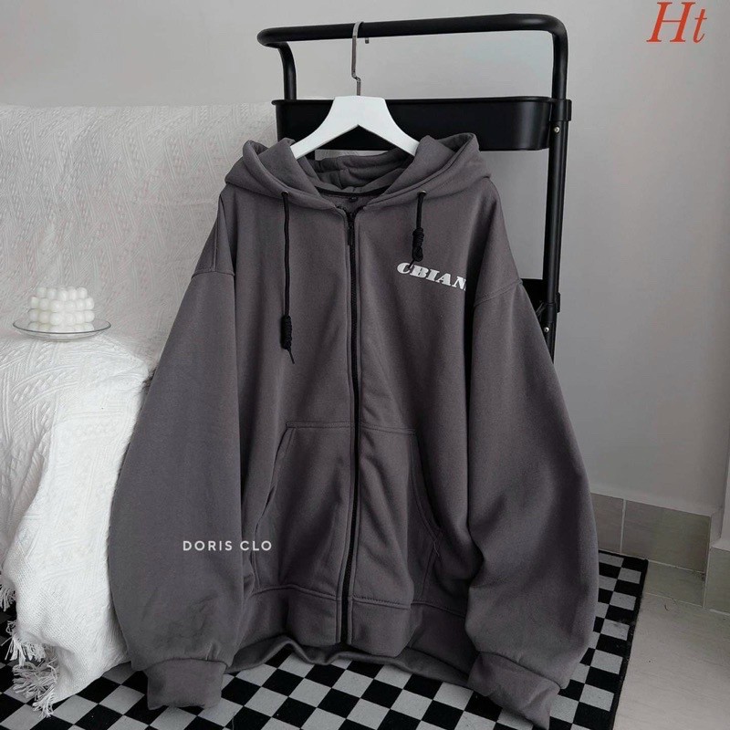 Áo Khoác Thun Nỉ Chữ CBIANA Form Rộng Unisex -FREESHIP- Hoodie Khóa kéo Zip Cặp Đôi Nam Nữ Mặc Chống Nắng Thu Đông