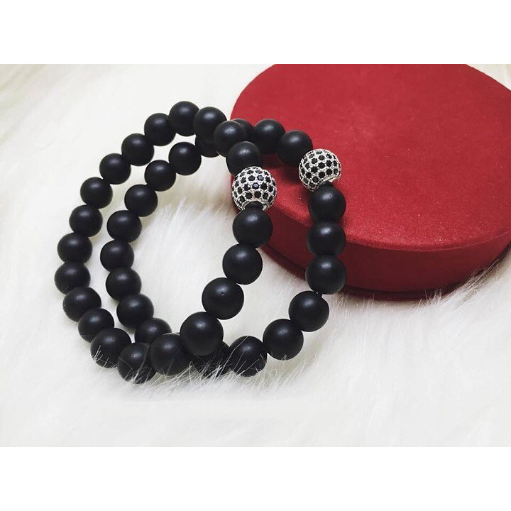 Vòng Đôi Đá Phong Thuỷ Obsidian 8 Ly Mix Charm