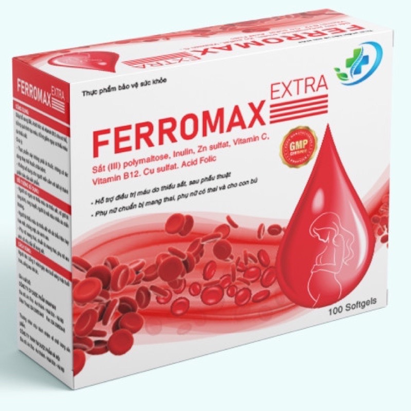 ￼Viên uống bổ máu FERROMAX  Vinaphar, Hộp 100 Viên - Bổ xung sắt cho người thiếu máu