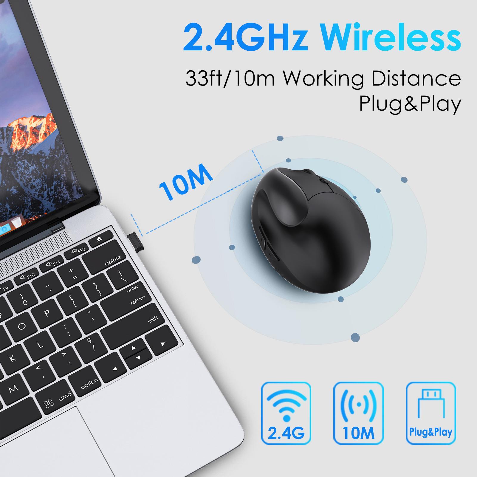 Wireless Vertical Mouse Ergonomic Gaming Mouse Computer Mouse with Receiver for Desktop