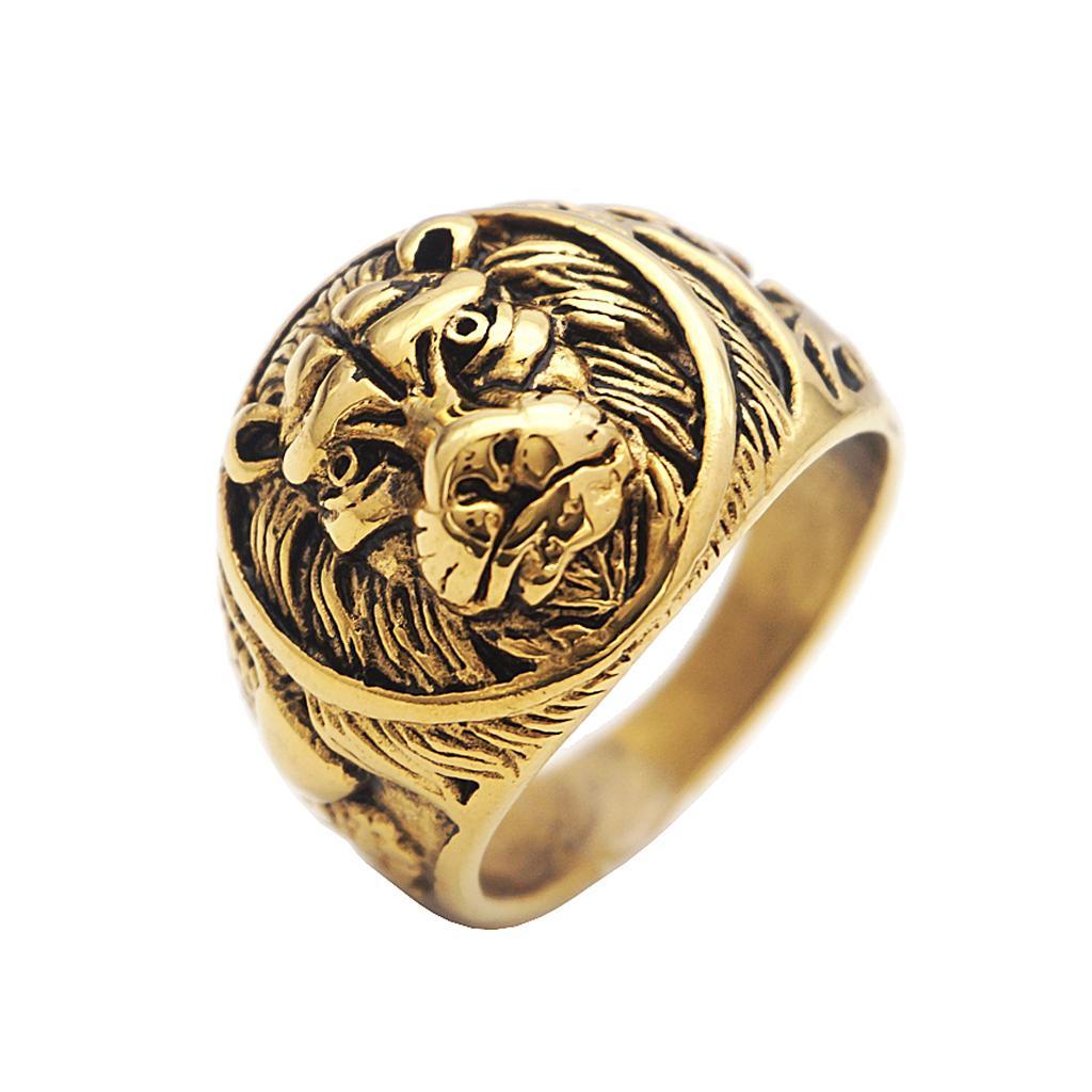 Lion  Stainless  Head Rings Punk Gothic