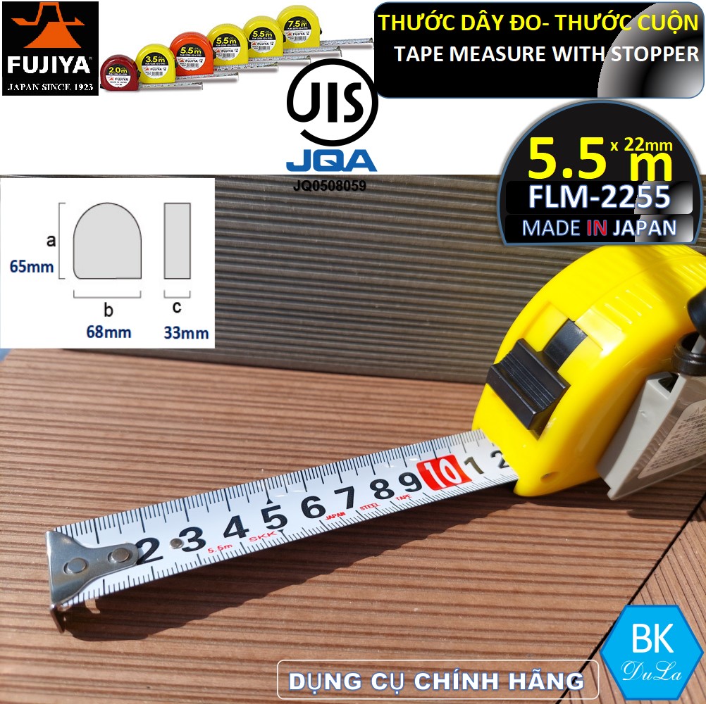 [Hàng SX tại Nhật] Thước dây- Thước cuộn 22mm 5.5M Fujiya FLM-2255 GENUINE- Made in Japan