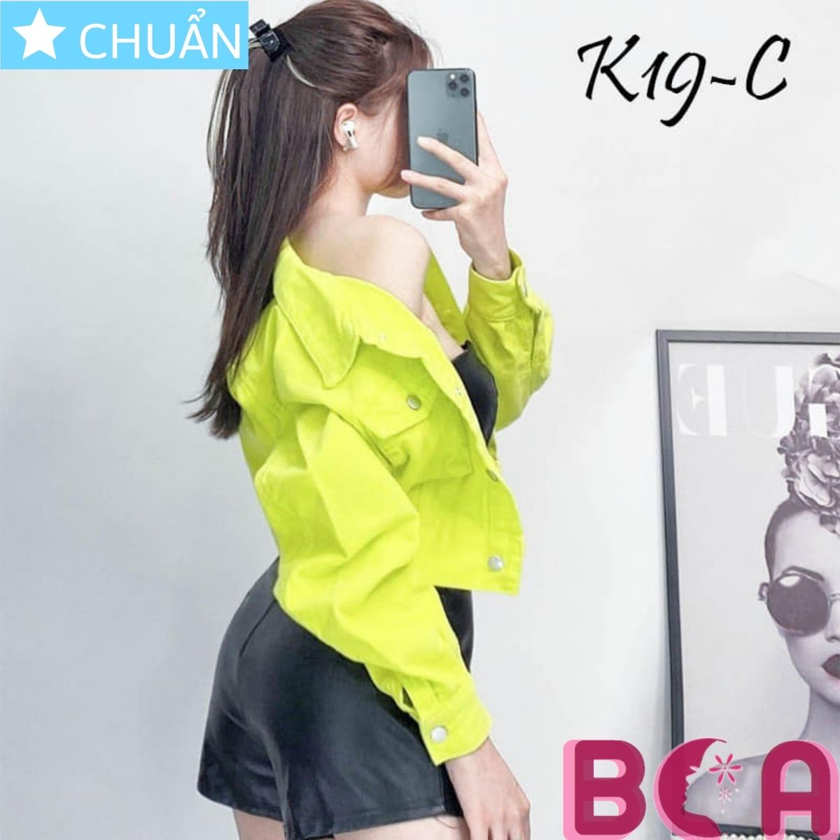 Áo khoác Jeans nữ K19 ROSATA tại BCASHOP màu vàng chanh phong cách cá tính và thời trang, rất độc đáo và nổi bât