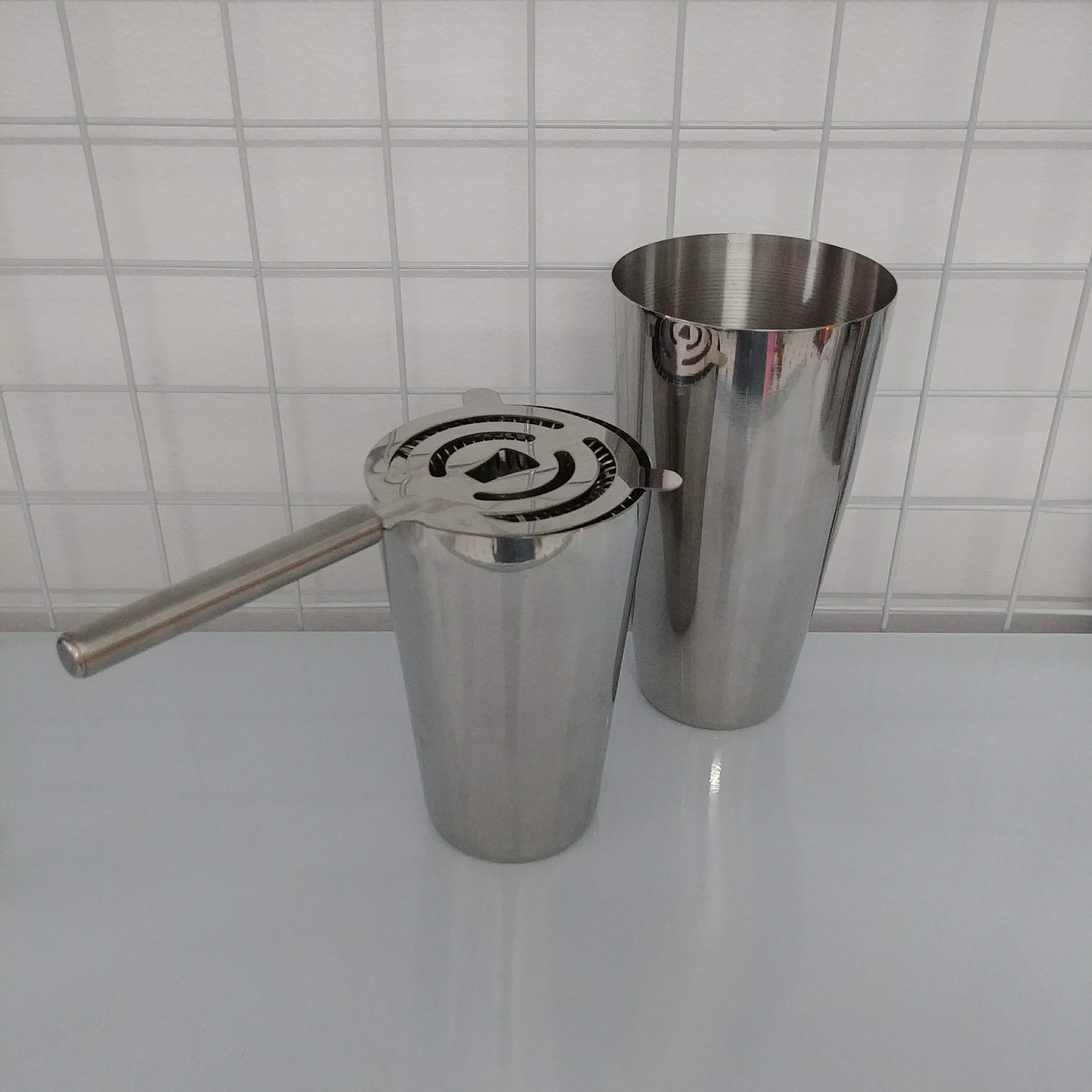 Combo shaker inox 2 mảnh Cocktail Boston và dụng cụ chặn đá inox