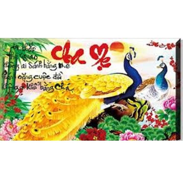 Tranh thêu chữ thập Cha Mẹ DLH-223089